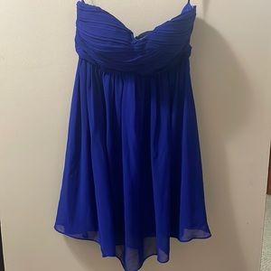 Royal blue strapless mini dress